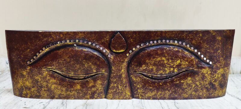 Imported Wooden Eye of Buddha Wood Carved Wall Plaque 38" x 11.”5 x 2 inches