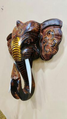 Imported Wooden Lord Ganesha Wood Carved Wall Plaque - 50x50cm