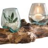 Four Molten Glass on Teak Root Driftwood Base - Set of 4 (12-14cm) Bowls Terrarium Planter for Modern Homes and Offices or Any Personal Space Decor-SavyWoods & Decor